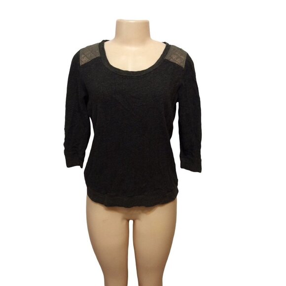 EXPRESS 3/4 Sleeve Top  Small Gray Cotton/Polyester Rayon - Picture 1 of 4